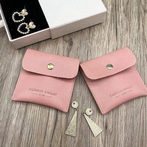 Custom Various Colors Snap LeatherJewelry Packaging Bag with Logo, Gold Button Jewelry Flap Leather Pouch and <b>Box</b> - Product Image 3