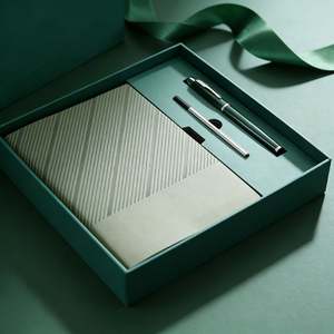 Custom Luxury <b>Set</b> Pu Leather Soft Leather Skin Feel Office Convenience A5 <b>Notebook</b> <b>Set</b> Journal With Pen for Business - Product Image 2