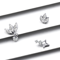 Eternal Metal Titane ASTM F136 Zircon Classique Trident de Poséidon, Bijou de piercing pour oreille, nombril et labret, extrémités à filetage interne