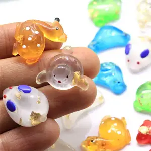 Cute Fashion Clear Animal Loose Resin Beads Frog Rabbit Fish Turtle Shape Flat Back for Decoration