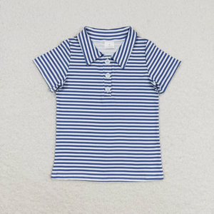 Camiseta Polo a Rayas Azules para Niño - Product Image 1