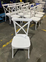 Meilleures ventes à prix bas : Chaise en plastique moderne blanche à dossier croisé, empilable, pour salle à manger de ferme, mobilier d'extérieur de parc, hôtel, mariage et appartement