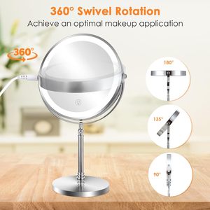 Miroir de maquillage professionnel rond double face éclairé mural en acier inoxydable noir pour la vente en gros - Product Image 6