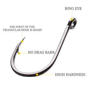 0.8#-12# High Carbon Steel Triangular Teeth with Barbed <strong>and</strong> <strong>Looped</strong> Fishing <strong>Hook</strong> Used for Rock Fishing in Reservoirs <strong>and</strong> Streams - Product Image 6