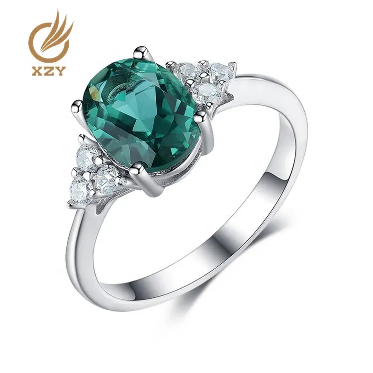 Engagement Ring 925 Silver XZY Supply Synthetic Green Quartz Engagement Sterling Silver 925 Rings Jewelry For Women