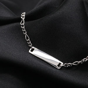 Gelang LOGO nama kustom 925 perak murni ukiran Laser kosong melengkung persegi panjang gelang dewasa hadiah Hari Jadi - Product Image 3