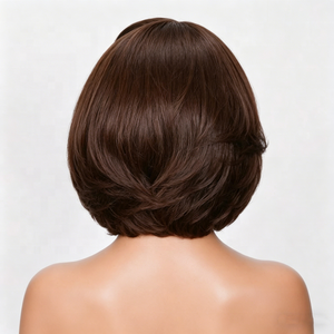 Perruque Bob 4x4 en <span class=keywords><strong>cheveux</strong></span> humains, pré-coupée, sans colle, avec fermeture en dentelle, 8-10 pouces, <span class=keywords><strong>cheveux</strong></span> courts, raie en C, noir naturel, ligne de <span class=keywords><strong>cheveux</strong></span> pré-épilée - Product Image 4