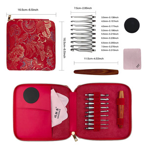 Ensemble de crochets ergonomiques en bois de rose, 9 tailles, outils de tricot à manche en bois détachable pour débutants et professionnels - Product Image 2