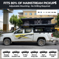 ONLYWE Pop-up Pickup-Truck-Wohnkabine mit Badezimmer, Toilette, ausziehbarem Queensize-Bett 1800x2000, Aluminiumrahmen, Offroad-Wohnmobil