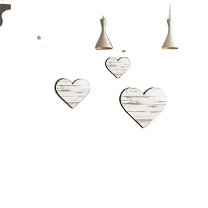 3 Pieces Bedroom Wall Decor Rustic White Washed Hanging Sign Heart Shaped Wood Wooden Box & Case Folk Art Business Gift Europe