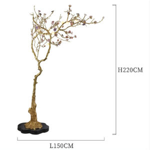 Laiton arbre lampadaire Art améthyste feuille if branche décorative salon entrée Foyer luxe cristal lampadaire - Product Image 4