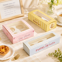 Boîte à tartelettes transparente 3 pièces en carton pliable pour plats à emporter et emballages cadeaux