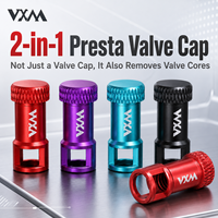VXM - Herramienta 2 en 1 para Válvulas Presta, de Aluminio Anodizado CNC, Extractor de Válvulas para Bicicletas de Montaña y Carretera, Accesorios de Ciclismo