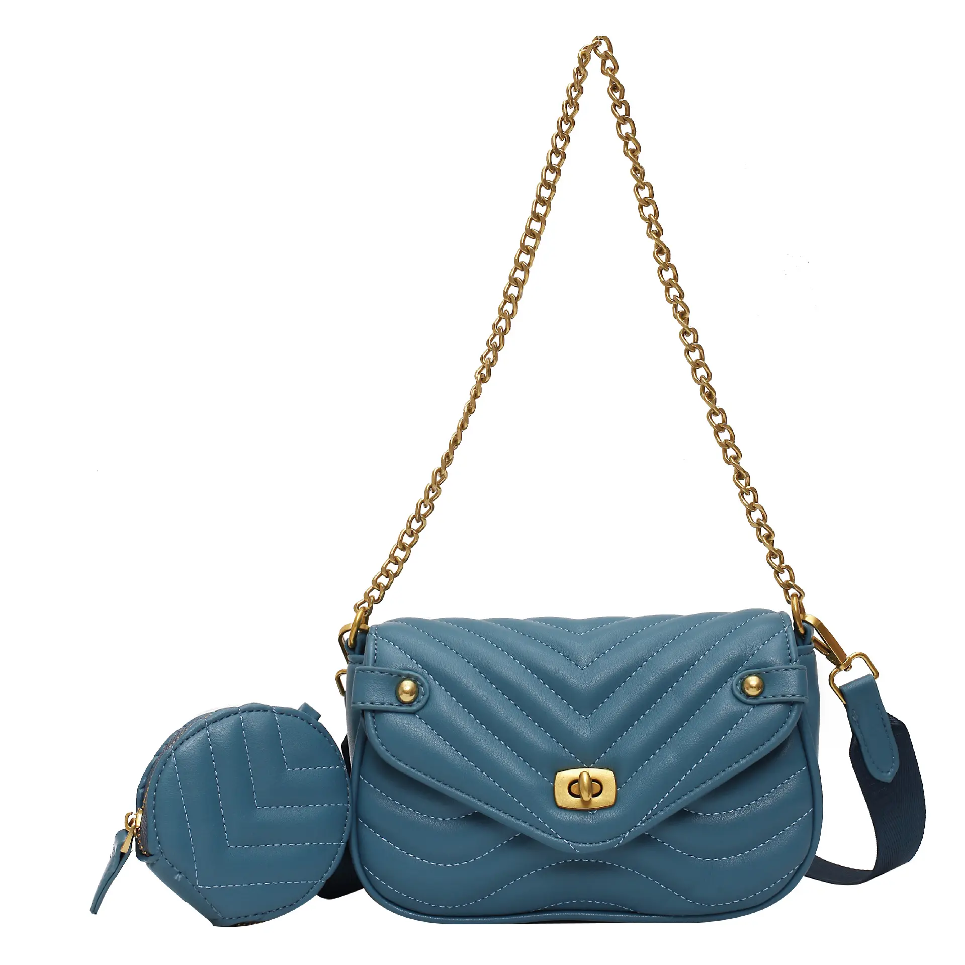 도매 2 개 세트 지갑 디자이너 가방 럭셔리 여성 핸드백 단색 숙녀 복고풍 체인 크로스 바디 가방