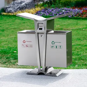 MARTES 3202A Hot Wholesale Trash Bin 2 Compartments Sorting Garbage Bins Commercial Garbage Can With Ashtray Rubbish Bin