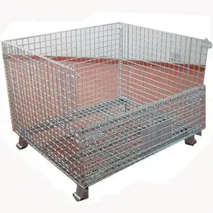 Pile de stockage de fil d'acier galvanisé par métal de grand entrepôt de haute qualité pliant la cage pliable