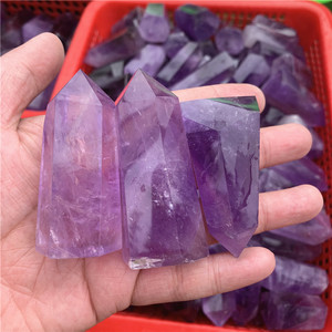 Vente en gros de pointes de baguette en quartz améthyste naturel, pointes de guérison en quartz clair, baguettes en cristal d'améthyste à vendre - Product Image 4