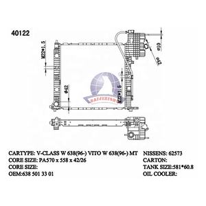 Radiadores por atacado do carro para o Benz V-CLASS 638 com o radiador 6385013301 do tanque do líquido refrigerante - Product Image 4
