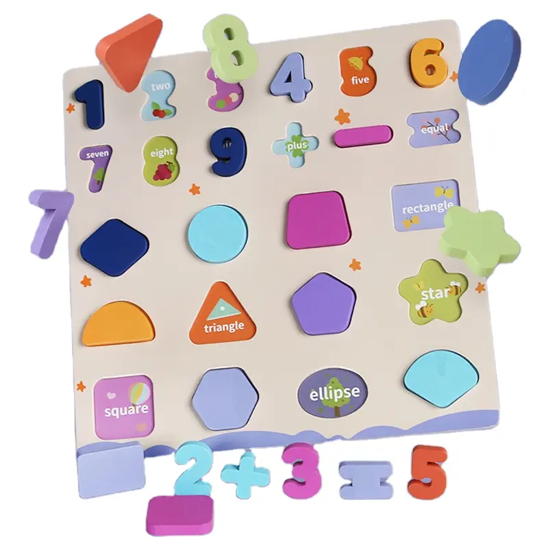 pädagogisches spielzeug kinder digitales geometrisches holz-puzzle-spielzeug zahlen bausteine spielzeug pädagogisches passendes spielzeug