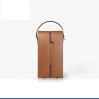 Boîte à vin élégante en cuir de luxe avec fermeture à bouton, étui de voyage protecteur, taille personnalisable - Marron/Noir, emballage cadeau