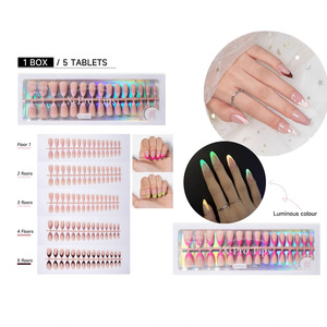 Nuevo estilo francés Nail Tips150pcs Corto Medio Almendra Acrílico <span class=keywords><strong>Uñas</strong></span> postizas Diseño de borde blanco Cubierta completa Puntas de <span class=keywords><strong>uñas</strong></span> artificiales - Product Image 3