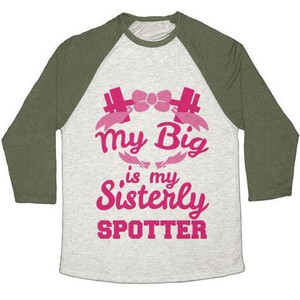 My Big Is My Sisterly Spotter เสื้อยืดเบสบอลแบบทรีเบลนด์สำหรับทุกเพศ - Product Image 1