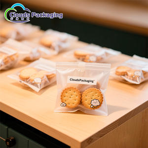 Sacchetti per Biscotti con Chiusura Posteriore, Buste in <span class=keywords><strong>Plastica</strong></span> PE Termosaldabili di Grado Alimentare, Sacchetti <span class=keywords><strong>Trasparenti</strong></span> per Caramelle e Patatine con Logo Personalizzato - Product Image 2