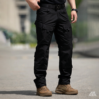 Pantalon cargo tactique de randonnée pour homme, de qualité supérieure, sportif, décontracté, camouflage noir, imperméable, résistant aux déchirures, compatible avec les protections de genoux