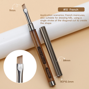 Cọ vẽ móng tay kiểu Pháp, cán gỗ đàn hương, đầu tròn, đầu dẹt, trị liệu ánh sáng, logo tùy chỉnh, dụng cụ làm móng nghệ thuật - Product Image 6