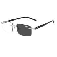 Lunettes de presbytie unisexes sans monture photochromiques avec monture en acétate, verres transparents anti-lumière bleue, style carré