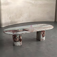 Table à manger en marbre vert au design moderne, table centrale en pierre naturelle pour villa, bureau, maison et usage commercial