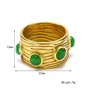 Medieval Vintage Fashion Grain Inlaid Gemstone Natural Stone Titanium Steel Jewelry Women Personalized <strong>Light</strong> Luxury Ring - Product Image 6