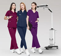 Conjunto de Uniforme Médico para Mujer, con Logotipo Personalizado, Transpirable, Elástico, de Tela Twill, con Protección Contra Agujas, para Doctoras y Enfermeras de Hospital