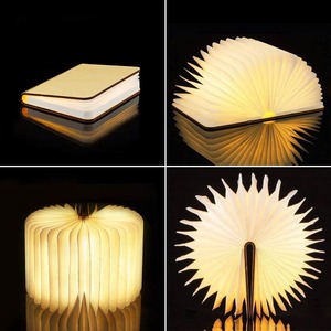 3D Creative LED Night Light USB Recharge 5 Colors Folding Book Light Wooden RGB <b>Table</b> Lamp Home Desk Decoration for Kids Gift - Product Image 4