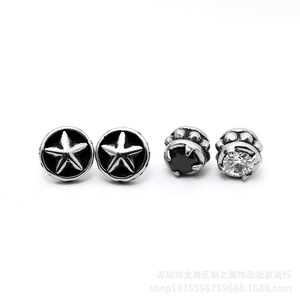 Pendientes yunnique con forma de estrella, acero inoxidable 316, engaste de garra, joyería de moda en blanco y negro para hombres y mujeres - Product Image 4