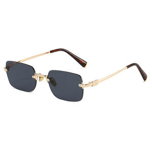 Monturas de gafas cuadradas sin montura Qian Ai, metálicas, con filtro de luz azul para mujer, montura pequeña N2-20532 - Product Image 2
