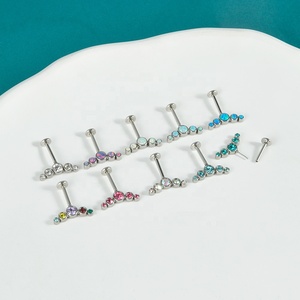 Venta al por mayor de acero quirúrgico CZ gema ópalo Threadless Labret labio Push-In Bar anillo <span class=keywords><strong>diamante</strong></span> Piercing para el cuerpo joyería oreja cartílago <span class=keywords><strong>Tragus</strong></span> - Product Image 6