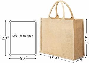 Factory Wholesale Custom Made Printing Waterproof <b>Foldable</b> Reusable Solid Color Burlap Women's Tote <b>Bags</b> for <b>Beach</b> - Product Image 2