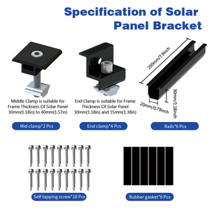 Алюминиевые черные анодированные мини-рельсы U-образной формы 200/250/300/400 мм для установки солнечных панелей на трапециевидные металлические крыши - Product Image 3