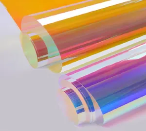 ラミネート、装飾、窓用の透明な自己粘着性ビニールフィルムホログラフィックレインボー虹色PVCフィルム