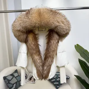 New Fashion Frauen Natural Raccoon Fur Puffer Daunen jacken Outdoor Warm Quilten Bubble Coat Fox Fur Parka