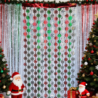 Rideau à franges en feuille d'aluminium de Noël, toile de fond personnalisée flocon de neige, décoration pour fêtes, mariages et anniversaires