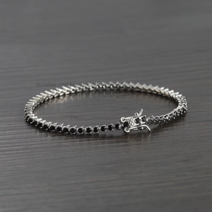 3Mm Wide 3-claw <b>Copper</b> Inlaid Zircon Black Tennis <b>Bracelet</b> 2mm Stone Tanjing Fashion Lijing Necklace - Product Image 2