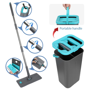Precio de Fábrica: Mopa Plana Autolimpiante 360 Magic Squeeze Manos Libres con Cesta de Plástico, Set Profesional para Limpieza del Hogar - Product Image 3