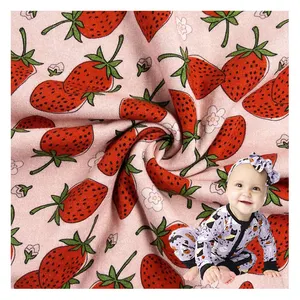 뜨거운 판매 미국 유기농 면 사용자 정의 인쇄 스판덱스 스트레치 직물 의류 임신 원피스 셔츠 아기 제품