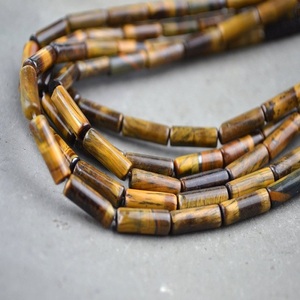 Cuentas de tubo de cristal de ágata de Ojos de tigre Natural de alta calidad, hebras marrones sueltas para cuentas de tubo de cilindro de joyería - Product Image 2