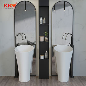 Lavabo bagno A Forma di Fiore Freestanding Bacino Superficie Solida Pietra In Piedi <span class=keywords><strong>Lavello</strong></span> - Product Image 4
