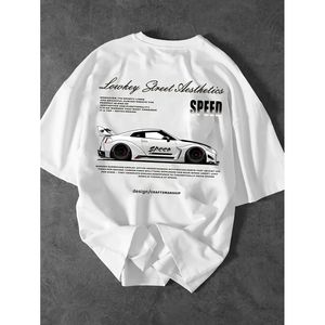 <span class=keywords><strong>Camiseta</strong></span> de Verano para Hombre con Temática de Carreras, con Elementos Deportivos, Estilo Juvenil, Cuello Redondo, Suave, 100% Algodón - Product Image 1