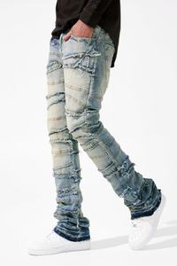 <span class=keywords><strong>Pantalones</strong></span> vaqueros de pierna recta para hombre nuevos de alta calidad de verano, moda callejera americana con parche elástico, <span class=keywords><strong>pantalones</strong></span> de pierna recta de mezclilla al por mayor - Product Image 4