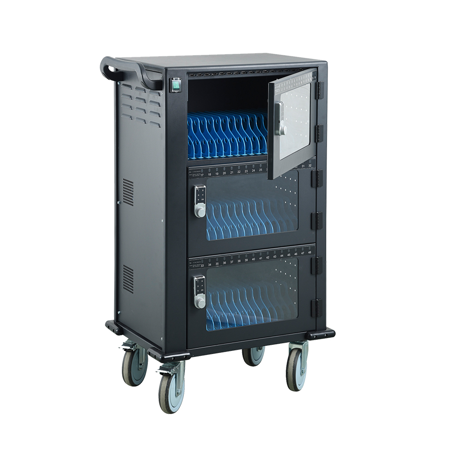 Многослойная стеклянная дверь DC зарядная тележка 48 портов с кодовым замком